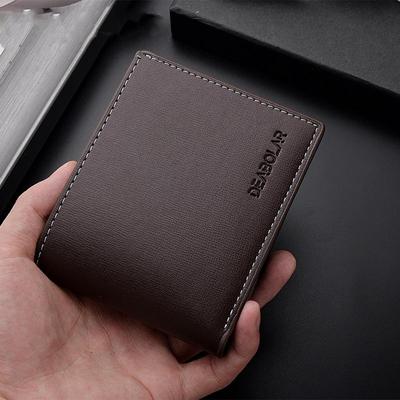 New Men's Wallet, Casual Two Fold Short Horizontal Men's Leather Wallet