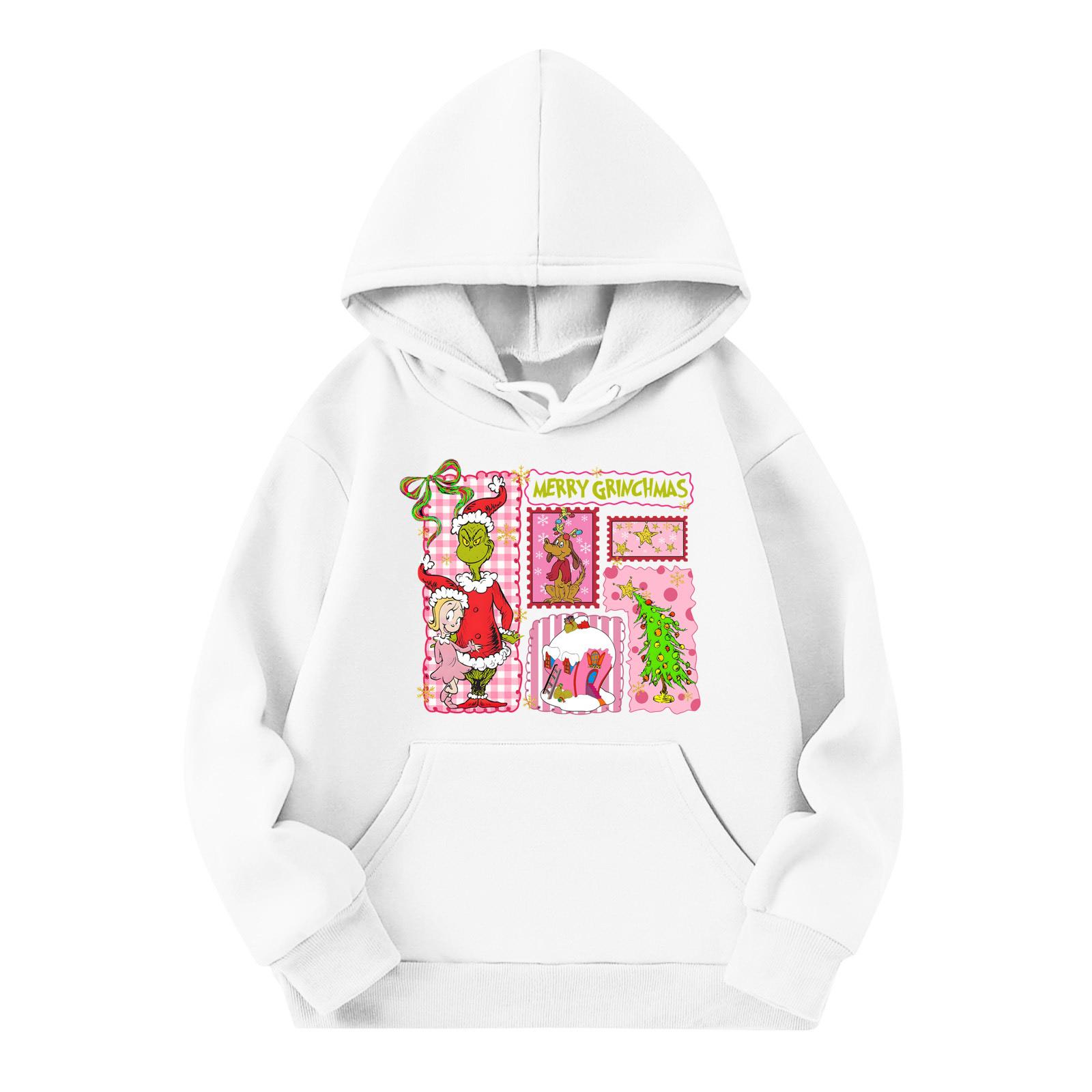 

Детская мода Легкий пуловер с длинным рукавом с карманами Толстовка с принтом 120 белый