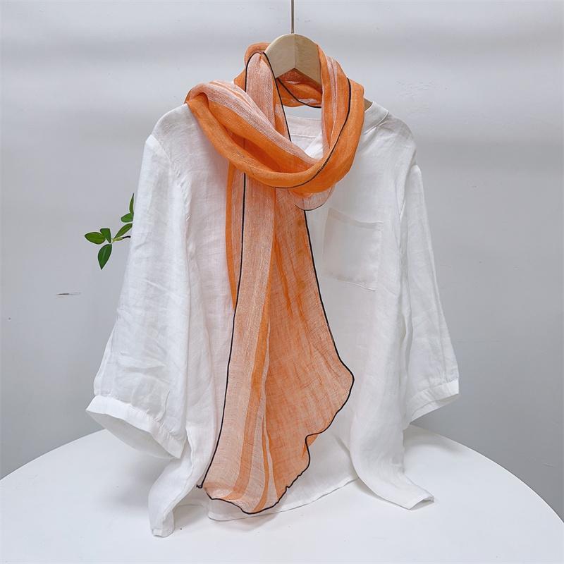 Long Extended Diamond Scarf Women Sunscreen Scarf Irregular Linen Neckerchief Shawls