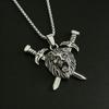 Retro Stainless Steel Lion Head Sword Pendant Necklace - European & American Hip Hop Style