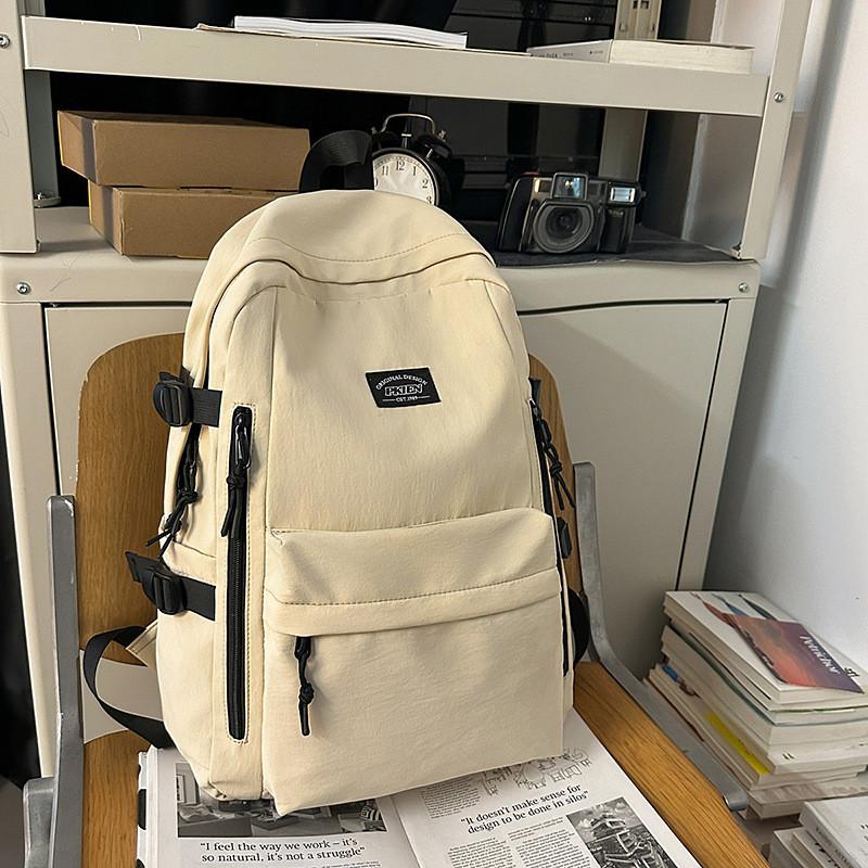 Minimally Designed Backpack With Solid Color And Letter Print Design For Teens