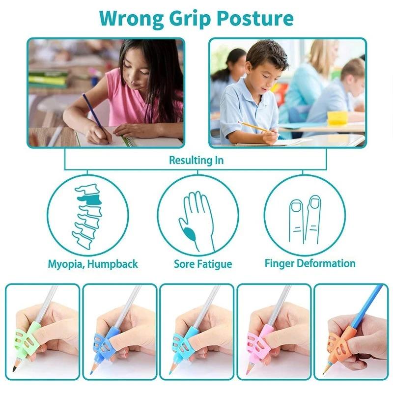 12/6/1PCS Pencil Grip Writing Corrector, 2/3 Finger Posture Correction Trainer, Pen Grip Holder for Kids Students