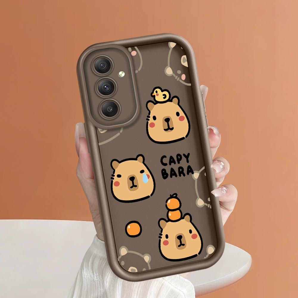 

Мягкий силиконовый квадратный чехол с рисунком лестницы для телефона, полное покрытие, противоударный защитный резиновый чехол для камеры для Samsung Samsung A03S коричневый