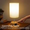 Lampe De Chevet - Suright - Tactile - Ports USB-A Et USB-C - Intensité Variable 3 Voies - Abat-jour En Lin