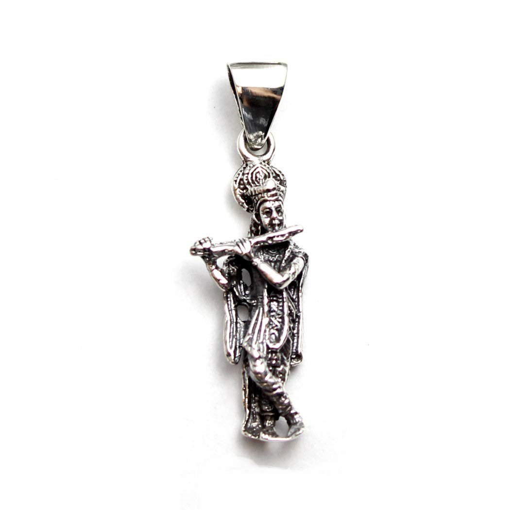 

Krishna, Indian Hindu god, amulet, good luck charm, sterling silver 925 pendant