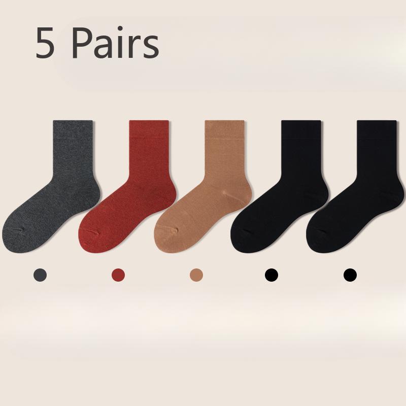 5 Pairs of Ladies Spring and Autumn Pure Cotton Boneless Tube Cotton Socks