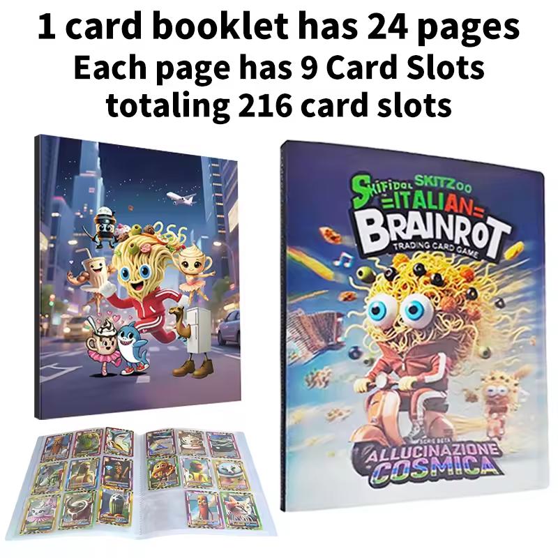 Nietoksyczny 216 szt. Slot na Karty Włoskie Karty Brainrot Album 9-Kieszeniowy Segregator na Karty Kolekcjonerskie Uchwyt Przechowywanie Kolekcji Ochrona Książeczka na Karty