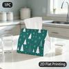 1pc Tissue Box, Flat Style Christmas Trees Snowflakes Stars Festive Joy Pattern, 2D Flat Printing, Polyester Material, Easy To Carry, Tissue Pouch, Fo