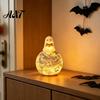 Decoração Sazonal de Outono Adorável Fantasma Lendo Livro Ornamento, Figura de Resina Luminosa, Luz Noturna Lua Brilhante para Halloween Decoração de Casa Mesa Painel do Carro