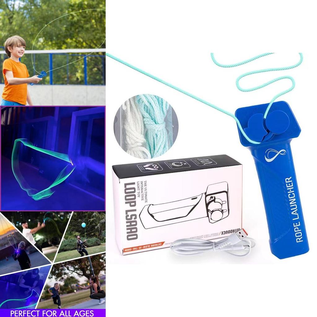 Colorful Led Zipstring Toy Plastic Handheld Adjustable Speed Looplasso Rope Launcher