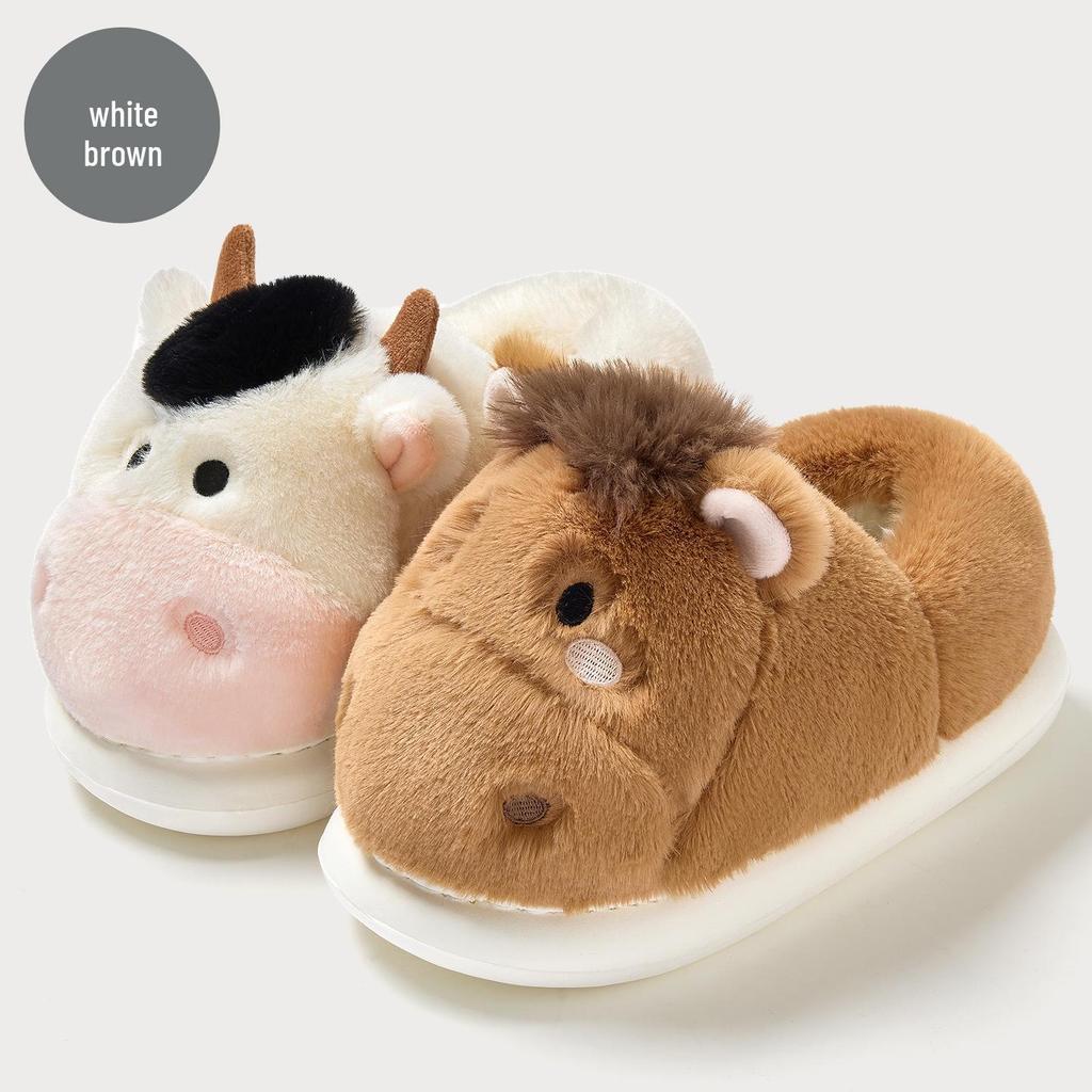 Plush Bear Cotton Slippers: Soft, Warm Autumn/Winter Home Shoes for Men & Women
