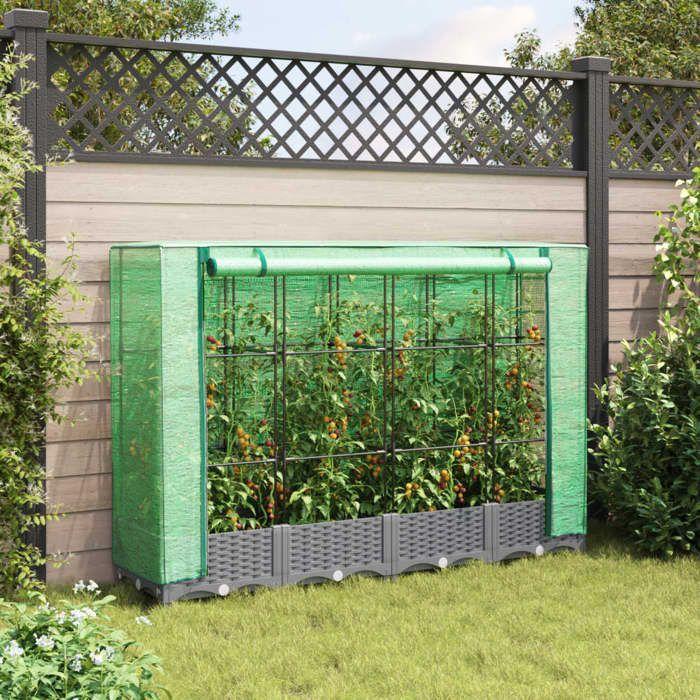 VidaXL Jardinière surélevée avec housse aspect rotin 160x40x123 cm, jardinière surélevée de jardin, bac à fleurs surélevé, 4015854