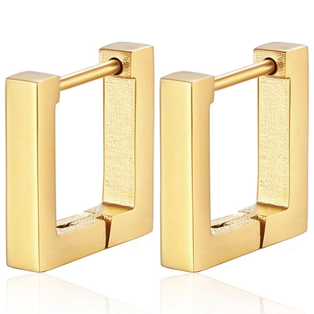 2 STÜCKE Neue Goldfarbe Quadrat Creolen Frauen Männer Edelstahl Huggie Minimalistischen Punk Unisex Rock Ohrringe Piercing Schmuck