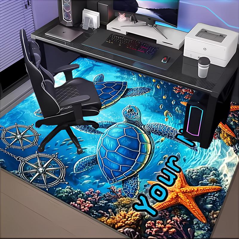 1PC Custom Name Ocean Adventure Journey Theme Floor Mat Ideal for Living Room, Game Rooms, Office, Bedroom,Floor Mat Playful Design