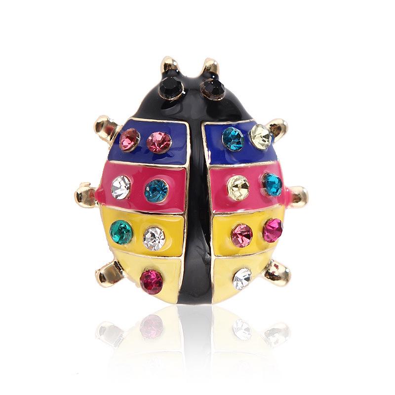 SKEDS Fashion Cute Ladybug Rhinestone Brooches For Women's Men's Clothing Insect Metal Enamel Pins Banquet Brooch Jewelry Gift