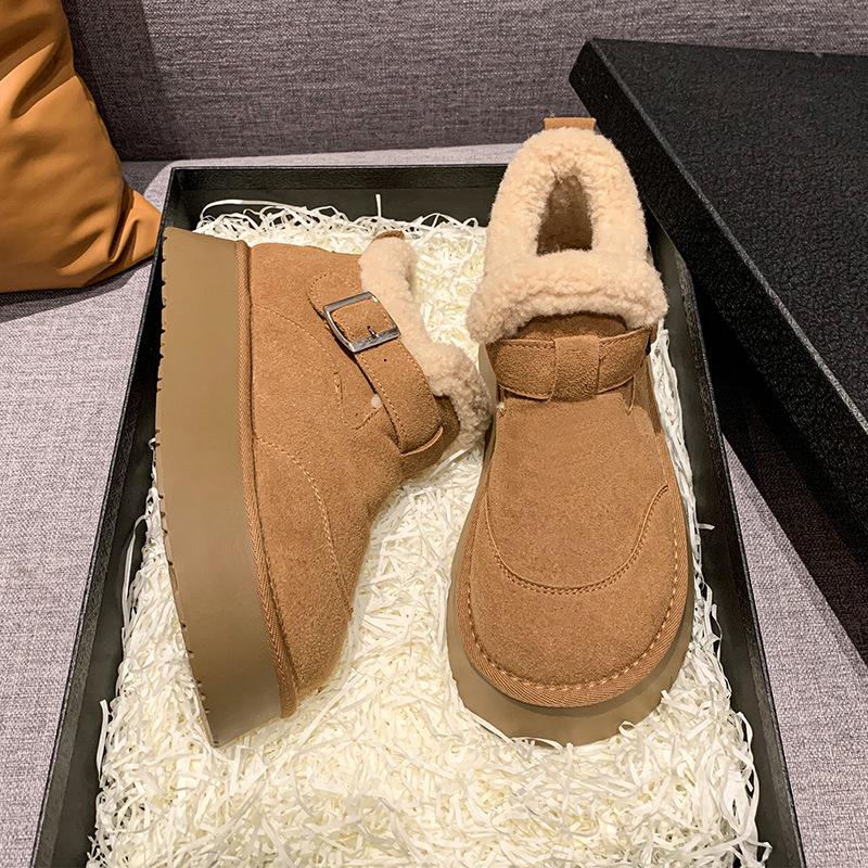 Women's Large Size Soft Sole Winter Warm Anti-slip Fur Snow Boots Padded Lined Ankle Boots Anti-slip Hiking Sports Cotton Boots