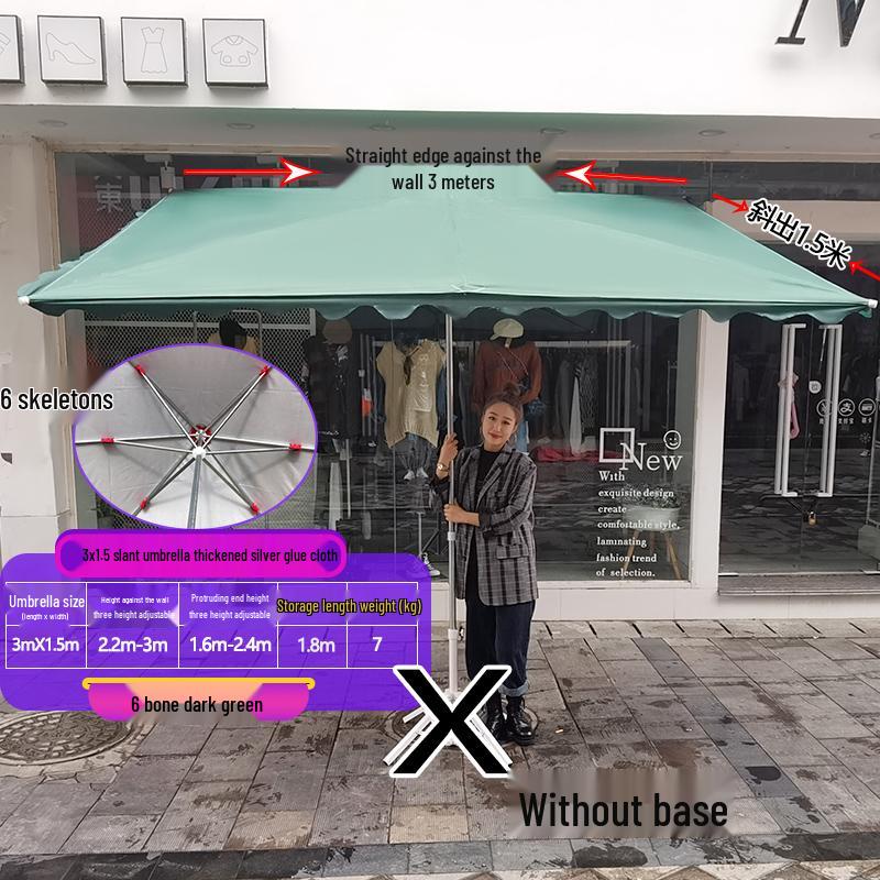 Foldable Outdoor Commercial Sunshade Umbrella with Tilt and Awning