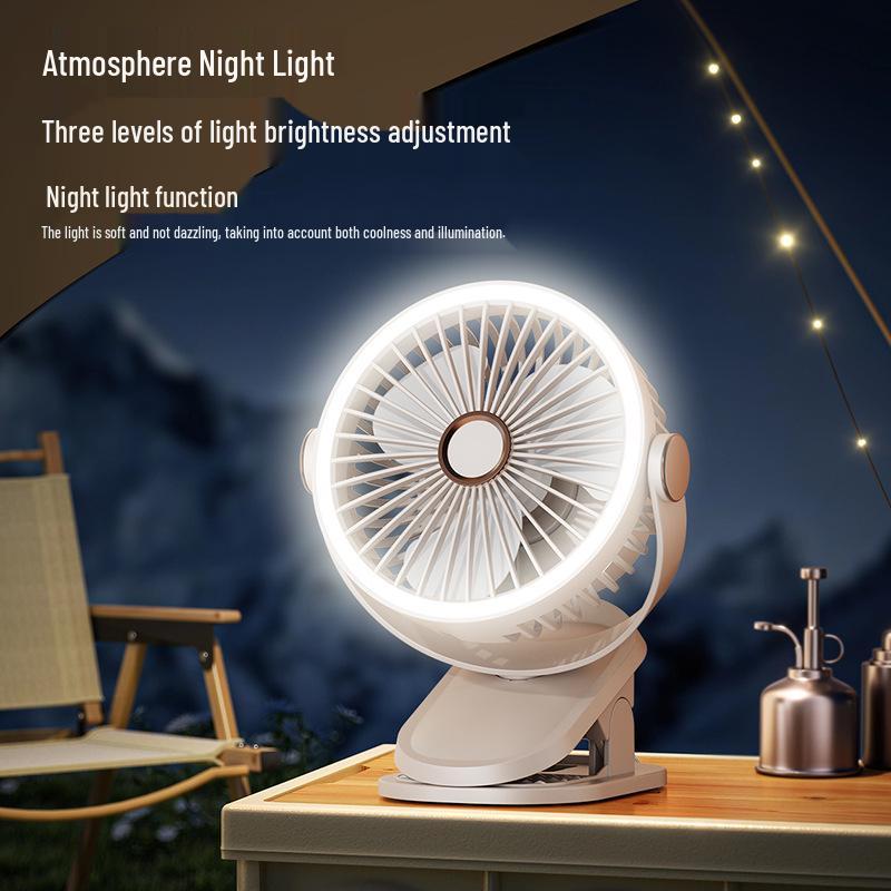 Multifunctional Wall-Mounted Clip Fan with Night Light - Ideal for Dorms & Offices