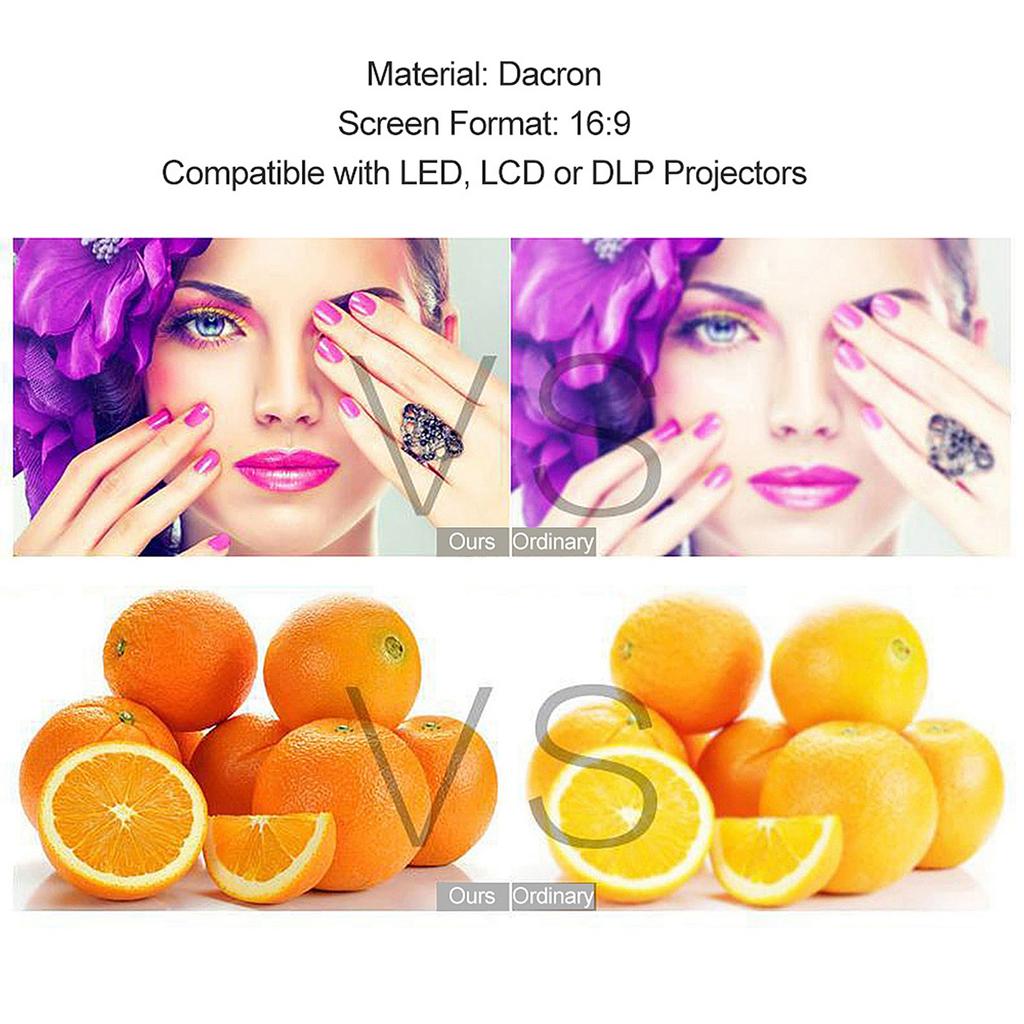 120 Inch 16:9 Projector Screen Portable HD Projection Screen Foldable Wall Mounted for Home Theater Office Movies