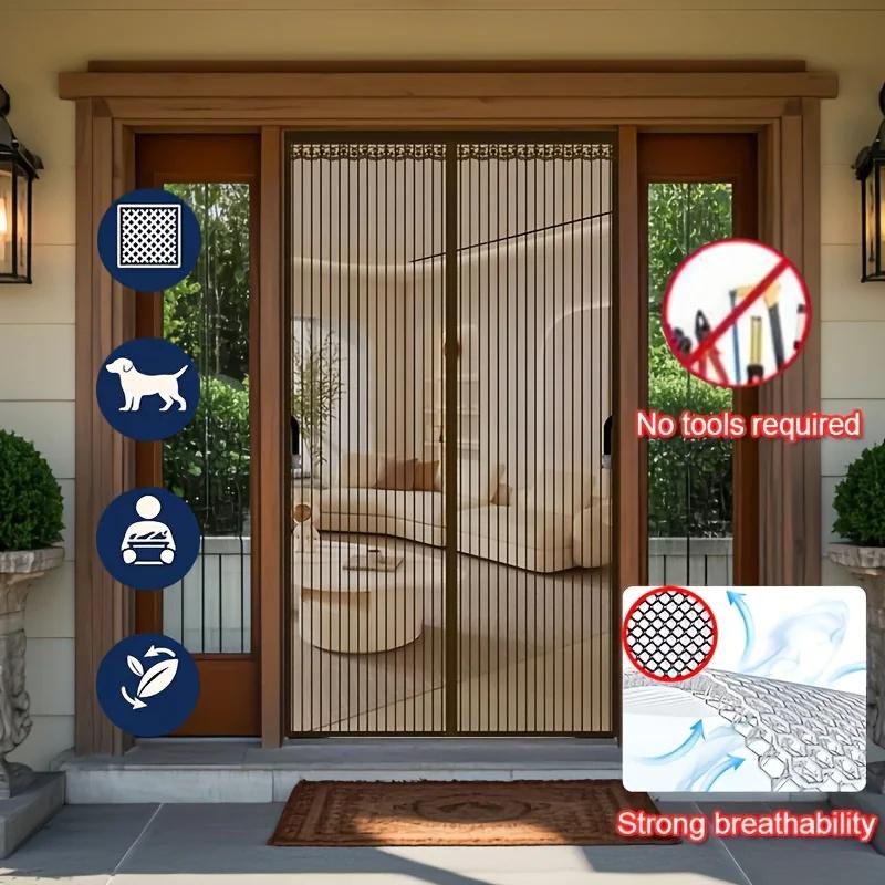 Magnetic Screen Door Curtain Mosquito and Insect-Proof Mesh Door Curtain Magnetic Sealing Device for Window and Door Screens