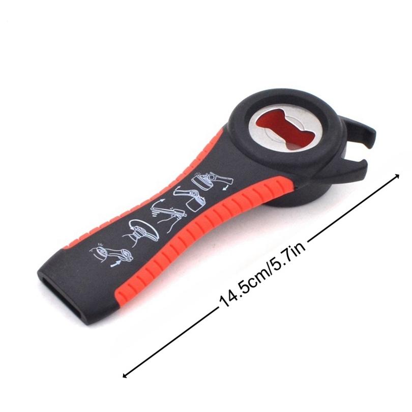 Stainless Steel 5-in-1 Multifunctional Opener Kit Bottle Can Jar Non Slip Rubber Pad Ergonomic Heavy Duty Space Saving Kitchen Tool