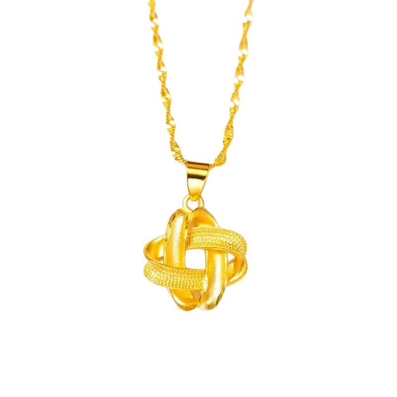 Vietnam Gold Ruyi-Knoten Anhänger Halskette - Damenmode, Einfach & Nicht verblassend, Nationaler Stil