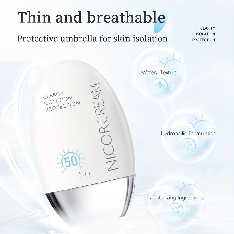 Refreshing Sunscreen SPF50+, Moisturizing, UV Protection and Isolation.