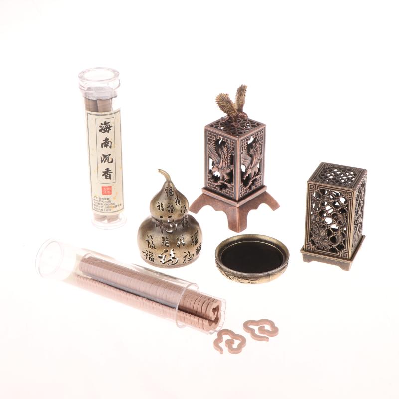 1 Piece Indoor Aromatherapy Home Ornament Square Vertical Incense Burner Small Xiangyun Alloy Incense Holder