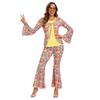 Retro 70s Hippie Costume Men Women Cosplay Party Stage Outfit Set With Headscarf Wig Vest Belt