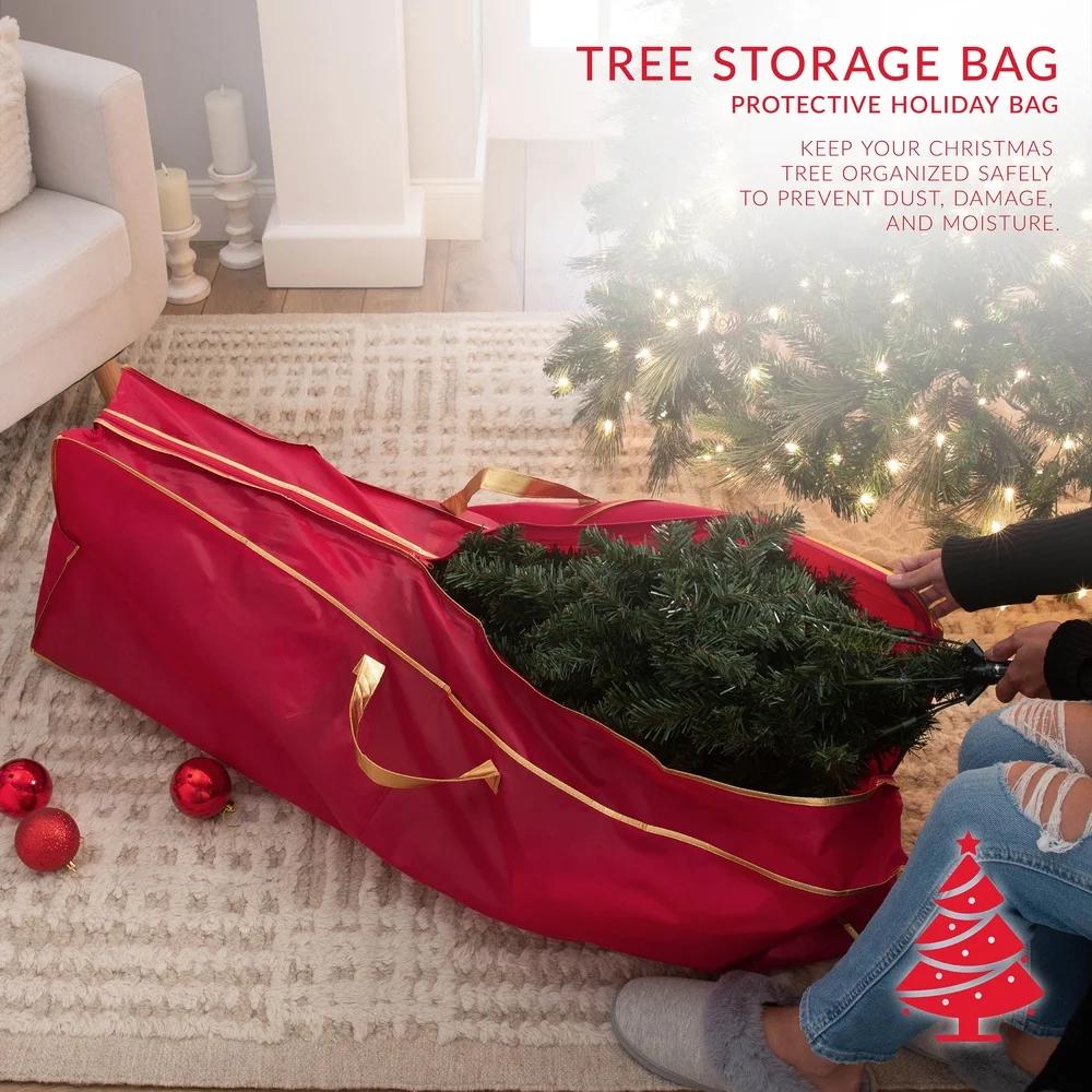 6ft Christmas Tree Storage Bag with Wheels Heavy Duty Handles Zipper Closure Waterproof Dustproof Holiday Decoration Organizer