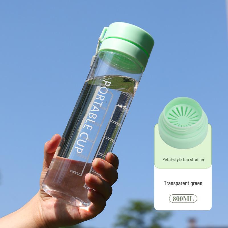 Large Capacity Frosted Sports Water Bottle with Tea Infuser and Lanyard - Customizable Outdoor Gift Cup