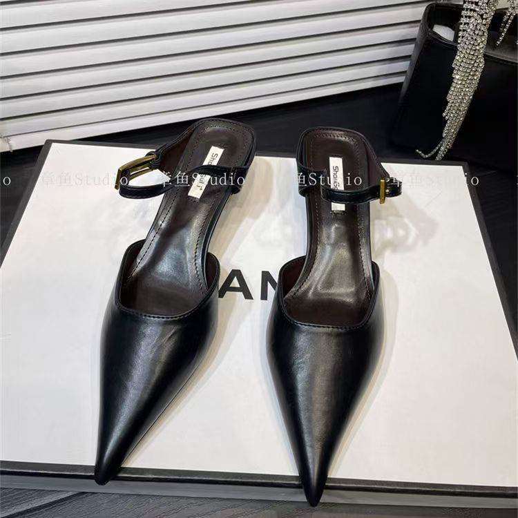 Summer Cover Toe Women Slippers Fashion Singbacks Mules Shoes Ladies Elegant Thin Heel Mules Stripper Party Sandalias