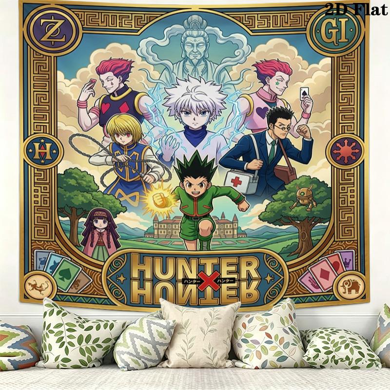 Hunter X Hunter Wall Tapestry Aesthetic Wall Hanging Printed Fabric Blanket Decorative Tapestries For Bedroom Living Room Home Decor