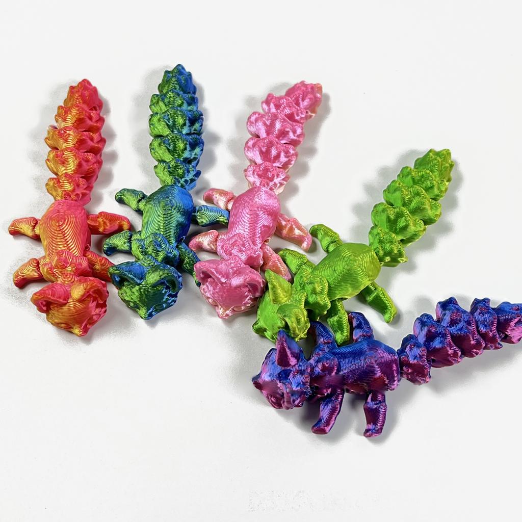 3D Printed Fox Colorful Gradient Articulating Fox Keychain Toy Action Figure Collectible Desk Ornament