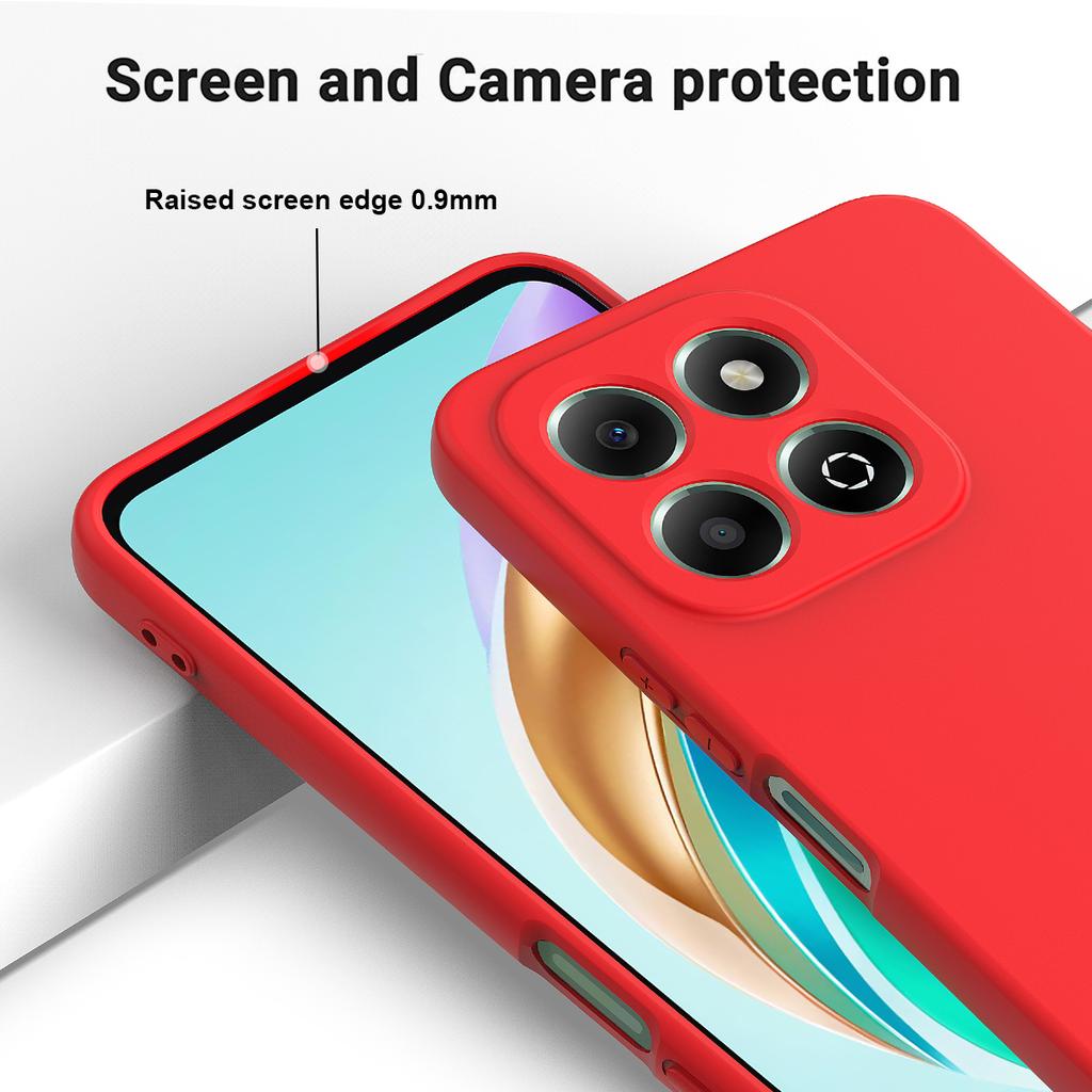 For Honor X6b 4G Case Anti-Drop Liquid Silicone Phone Cover with Strap