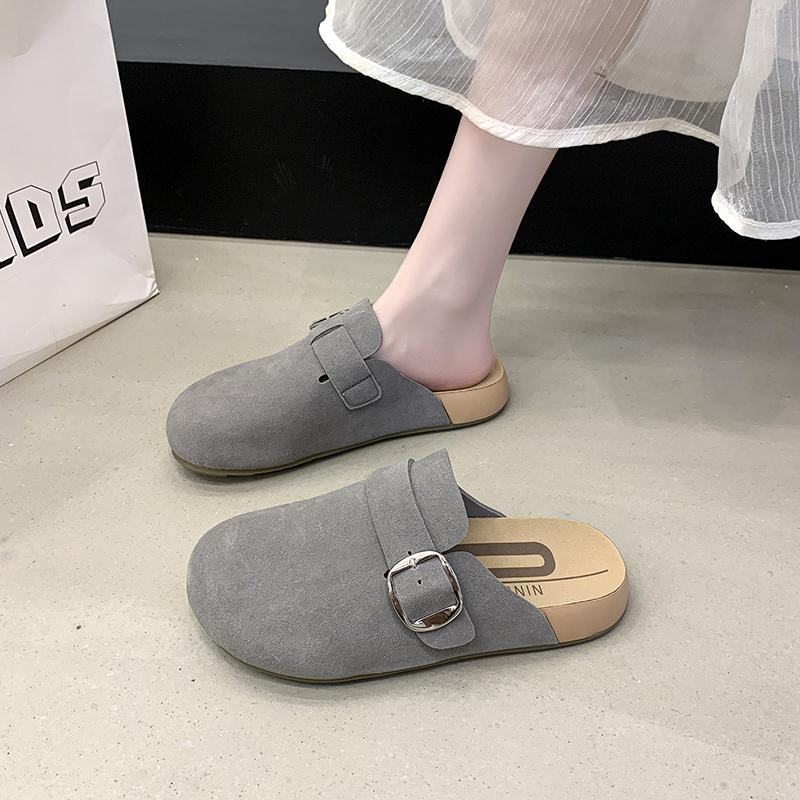 Fashion Classic Fashion Women's Suede Mules Slippers Men Clogs Cork Insole Sandals with Arch Support Outdoor Beach Slides Home Shoes