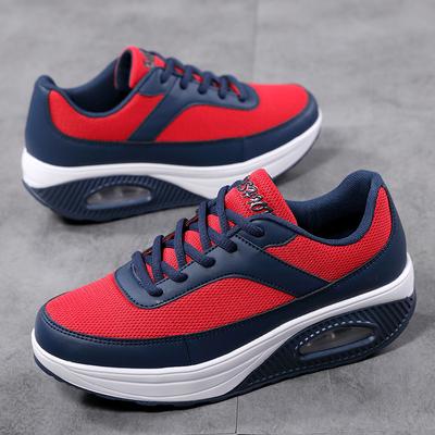 Schaukelnde Schuhe 2025 Herbst neue Mutter Luftkissen dicke Sohle erhöhend Mesh atmungsaktiv Reise Freizeit Sport Damenschuhe