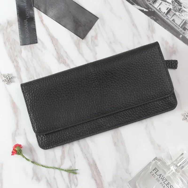 Damen Geldbörsen Echtes Leder Damen Lange Geldbörse Mode Reißverschluss Tasche Mehrfarbige Geldbörse Spleiß Wild Münzbörse Billetera Mujer