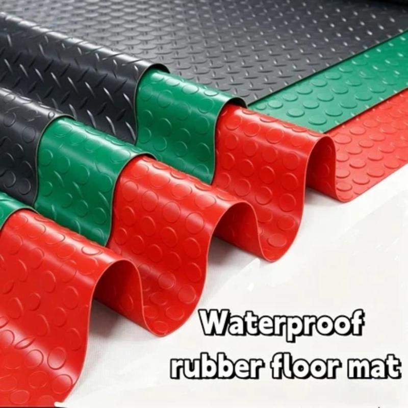 Anti-Slip Checkered Plate PVC Floor Mat Waterproof Non-Shedding Scratch Resistant Mats for Home Workshop Garage Balcony Outdoor Patio Use