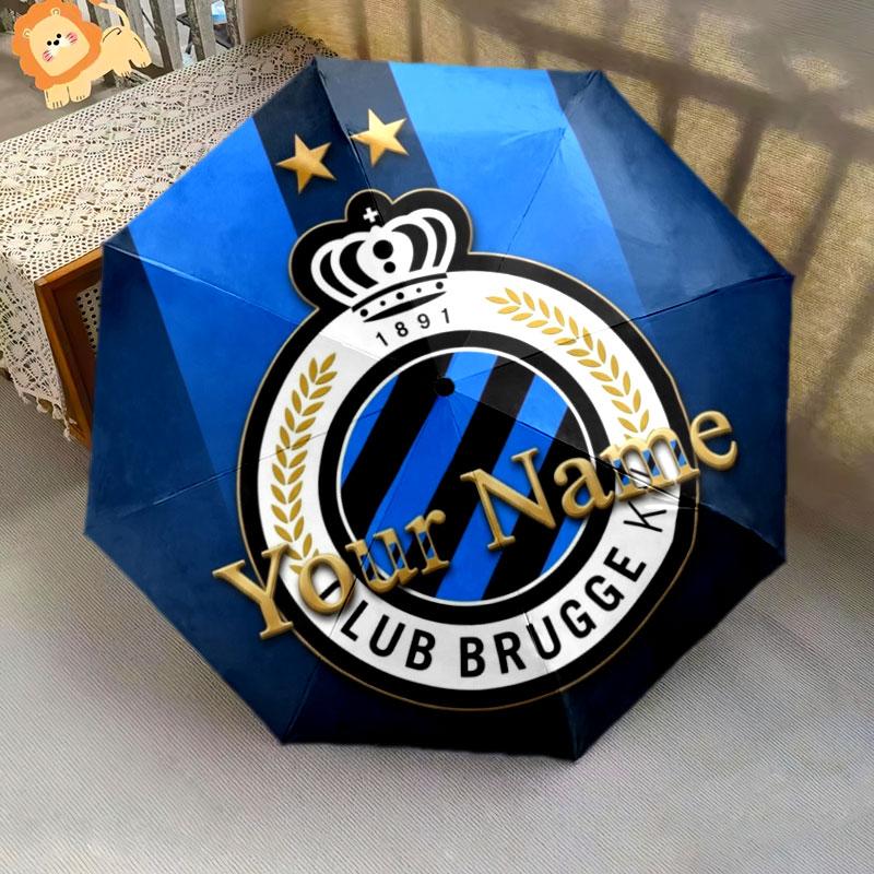 1 PC Automatic Folding Umbrella - Club Brugge KV Custom Name Pattern, Portable & Foldable Design with 8 Ribs, Christmas Birthday Gifts
