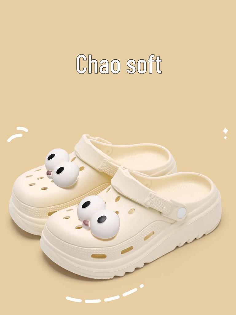 2025 Women's EVA Thick-Soled Cartoon Closed-Toe Sandals & Slippers: Summer Fashion, Height-Boosting Beachwear