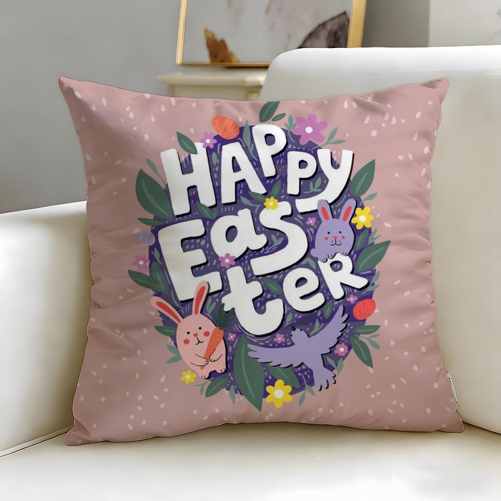 Classic Holiday Easter Day Cushion Cover Soft EasyWash Pillow Case Versatile for Couch Bed Travel and Office