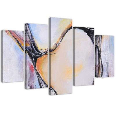 Pětidílný obraz na plátně Abstraction Beige