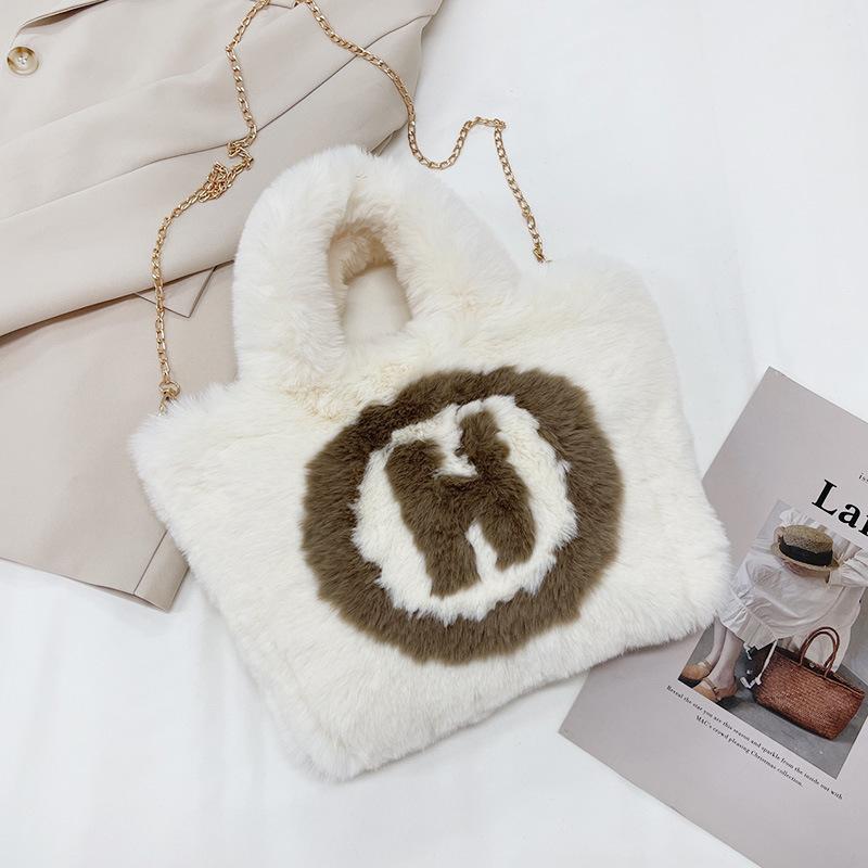 New messenger thickened hairy women's bag fashionable letter trendy handbag trendy simple chain messenger bag