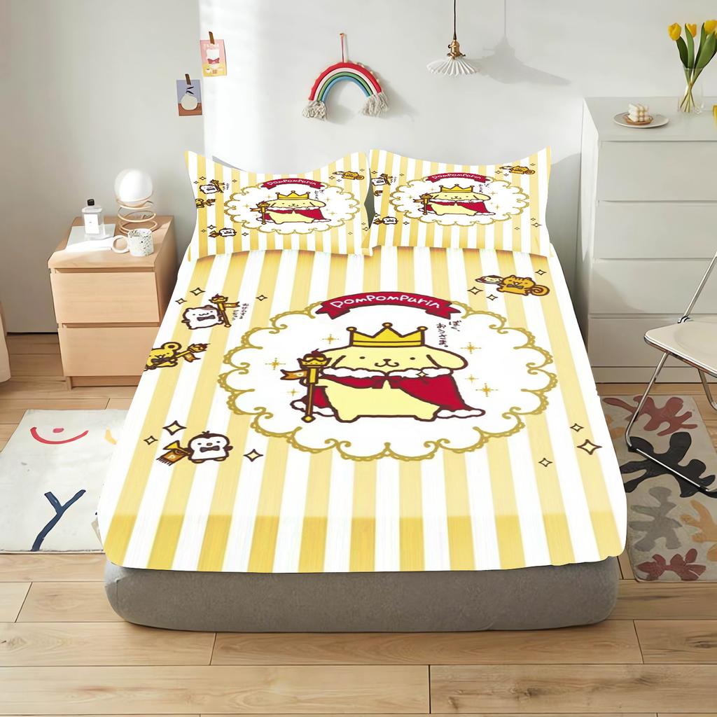 Pudding Dog Fitted Sheet Children, Sanrio Cartoon Coverage, Baby Teenager Sheets Cover, Elastic Bedding, Cute Digital Printing
