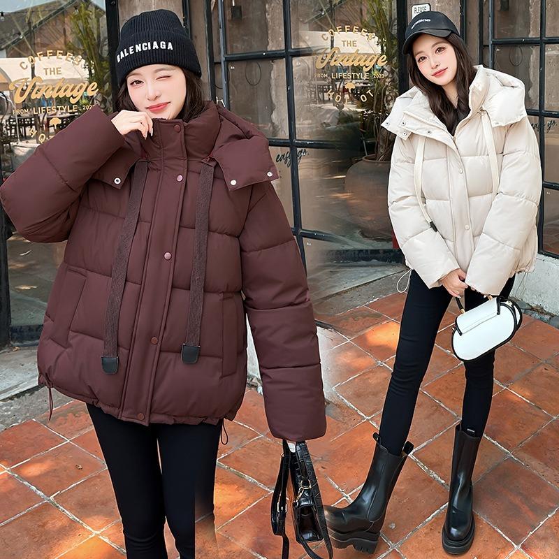 Large size winter clothing new short hooded thickened cotton clothing loose bread clothing women's jacket jacket