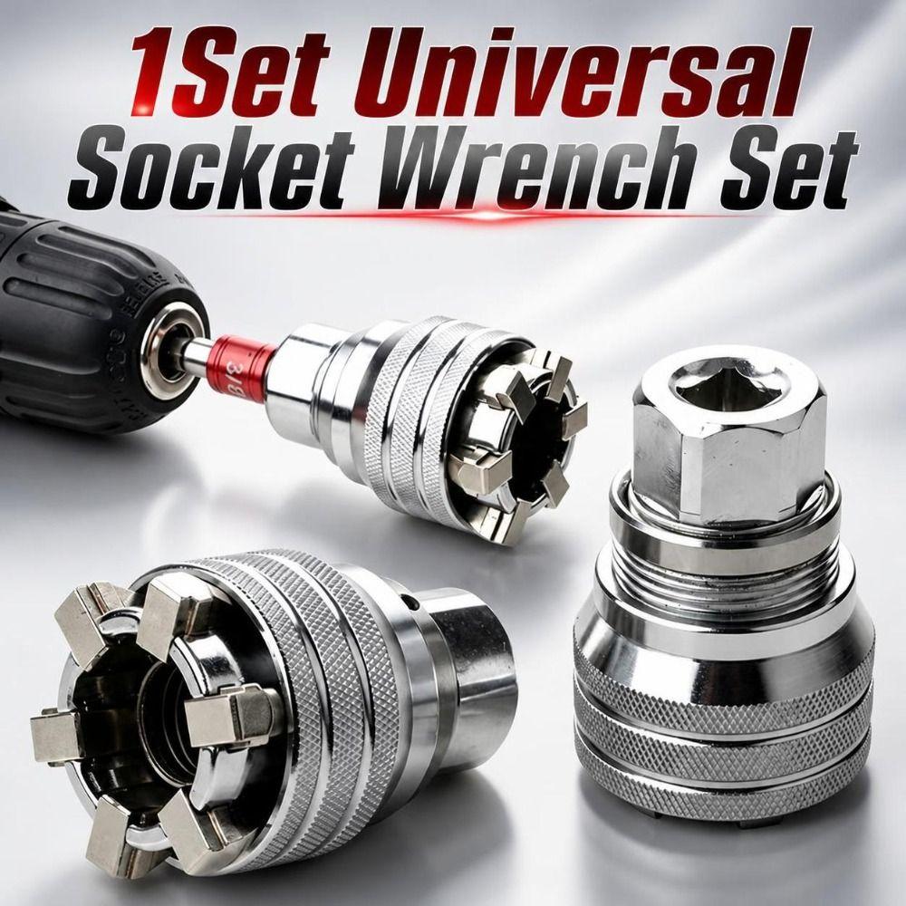 1Set Rustproof Adjustable Magic Socket 10-19mm Power Drill Adapter  Multifunctional Tool