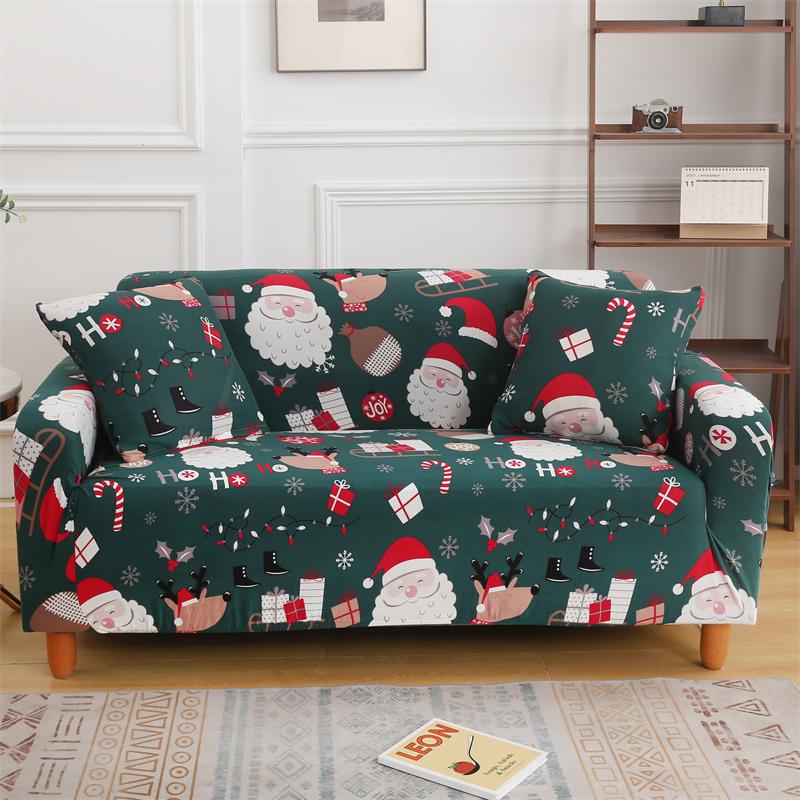 Christmas Sofa Covers For Living Room Stretch Spandex Sofa Slipcovers Elastic L Shaped Couch Cover Xmas Decoration
