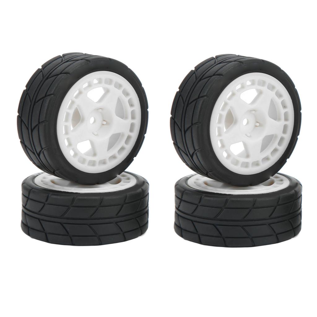 4PCS 1 10 RC Wheel Tires with Hub Fin Plastics Rubber RC Flat Wheel for Car Upgrade Parts White