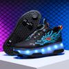Children's Roller Skates Removable Flat Charging LED Four Wheels Glowing Sports Shoes Pink Women's Glowing Sneakers
